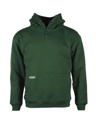 Arborwear Double-Thick Hooded Pullover Sweatshirts For Men - Heavyweight Hoodies With Snap Neck Collar and Handwarmer Pouch, Forest Green - X-Large