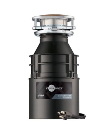 InSinkErator Badger 5XP Garbage Disposal with Power Cord, Standard Series 3/4 HP Continuous Feed Food Waste Disposer, Badger 5XP W/C