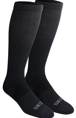 Dickies Men's Light Comfort Compression Over-the-Calf Socks, Available in M-XXL (2, 4 Pairs), Solid Black (2 Pairs), X-Large