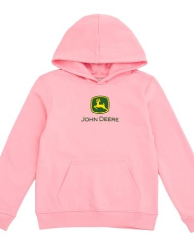 John Deere Logo Womens Fleece Pullover Hoodie Pink Medium