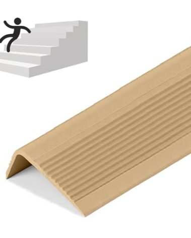Rubber Stair Nosing - 7Ft Stair Anti-Slip Adhesive Strip, Made of Wear-Resistant Rubber, Mute, Easy to Install - Indoor/Outdoor, Helps Elderly and Children Prevent Slipping (7Ft, Light Brown, 1)