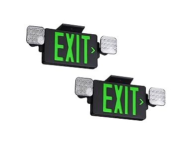TANLUX Black Housing Exit Sign with Emergency Lights, LED Emergency Exit Light with Battery Backup, UL Listed, Commercial Emergency Lights Combo for Business - 2 Pack