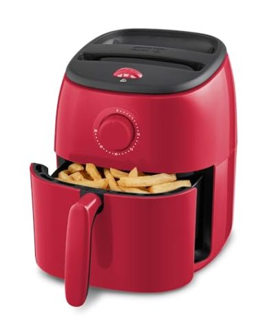 Dash Tasti-Crisp™ Air Fryer - AirCrisp® Technology - Compact Design with Adjustable Temperature Control - Nonstick Fry Basket & Auto Shut-Off Feature - 2.6 Quarts - Red