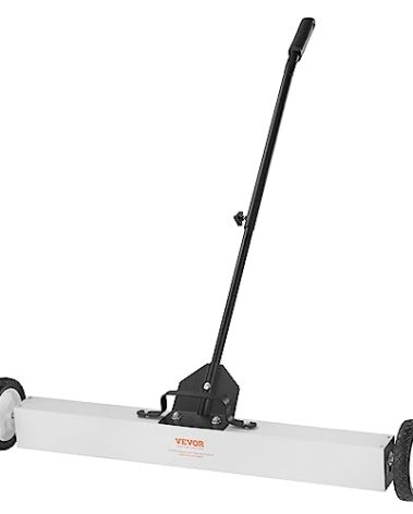 VEVOR 55Lbs Rolling Magnetic Sweeper with Wheels,Push-Type Magnetic Pick Up Sweeper, 36-inch Large Magnet Pickup Lawn Sweeper with Telescoping Handle, Easy Cleanup of Workshop Garage Yard