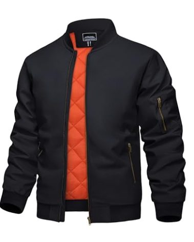 KEFITEVD Jackets for Men Fleece Bomber Jacket Relax Fit Midweight Sportswear Jacket Mens Windbreaker Jackets Warm Winter Coats