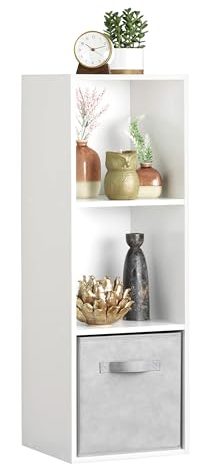 Whitmor 3 Cube Storage Organizer, 3 Tier Stackable MDF Wood Bookcase, Open Storage Display Bookshelf, Storage Cabinet for Living Room, Bedroom, Home, Office, 12.2" L x 11.7" W x 35.6" H, White