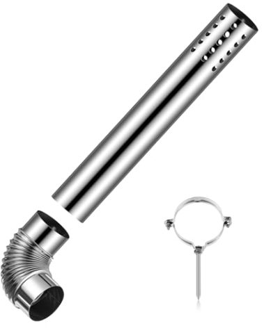 Blulu Stainless Steel Direct Vent Pipe Kit for Tankless Water Heater of 3" Od Elbow and 3" Od x 19.7 Length Horizontal Termination Pipe with Chimney Rain Cap and Clip for Water Heater and Ductwork