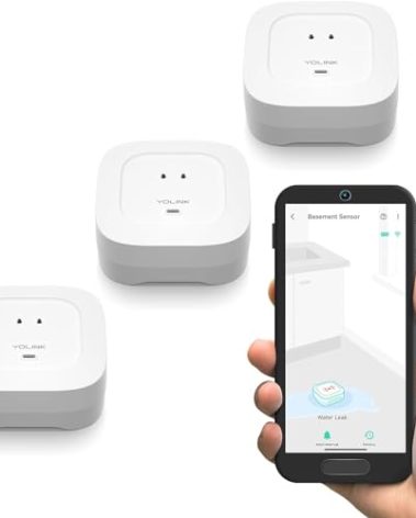 Water Leak Sensor 4 with 105dB Audio Alarm 3-Pack, SMS/Text, Email & Push Notifications, Freeze Warning, LoRa Up to 1/4 Mile Open-Air Range, w/Alexa, IFTTT, Hub Required!