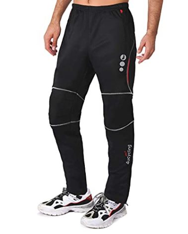 4ucycling Men's Mountain Bike Pants, Thermal Fleece Winter Cycling Windproof Running Pants for Cold Weather Riding Hiking