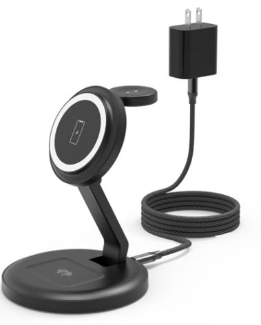 Charging Station, 3 in 1 Foldable Wireless Charger iPhone Charging Station Charger Stand Multiple Devices for Apple, with PD Adapter and USB C Cable for iPhone 17/16/15/14/13,iWatch,AirPods All Series