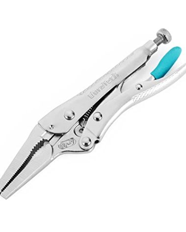 DURATECH 6-1/2Inch Long Nose Locking Pliers, Premium Cr-V Construction, Long Nose Pliers with Wire Cutter for Easy Access to Hard to Reach Areas