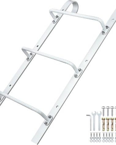 Zwinz 3-Rung Window Well Ladder Hooked, Heavy Duty Steel Wall Mounted Ladder, Powder-Coated Basement Egress Window Ladder 34.2" Lx17.9 W, White