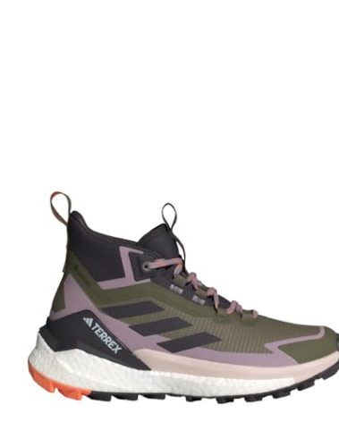 Adidas, Womens Terrex Free Hiker 2 Gore-TEX Hiking Shoes Olive Strata/Aurora Black/Amber Tint 7.5 Medium