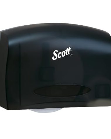 Scott Professional Essential Coreless Jumbo Roll Toilet Paper Dispenser (09602), with Stub, Black, Wall Mounted, Commercial Grade (Qty 1)