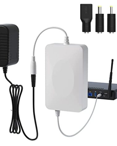 UPS Battery Backup 15000mAh, Home DC 12V/2A Router Uninterruptible Power Supply for LED Light Strip, CCTV Camera, Router and More, UPS Battery Backup & Surge Protector with Multiple DC interfaces