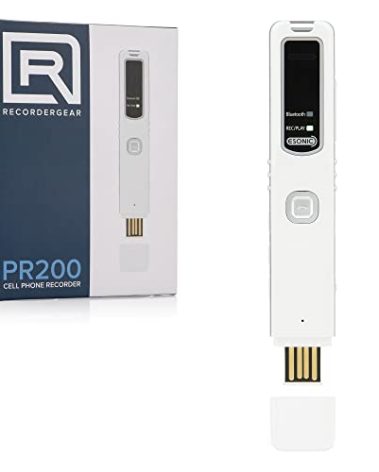 RecorderGear PR200 Cell Phone Call Recording Device, Bluetooth Enabled, iPhone and Android Mobile Recorder