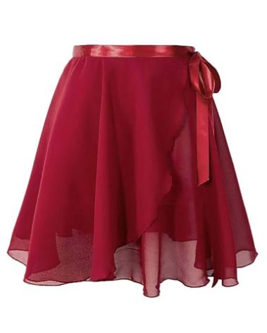 Daydance Burgundy Women Ballet Wrap Skirts Adult Sheer Chiffon Over Scarf for Dancing Leotards