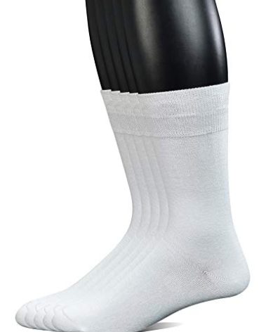 Yomandamor Men's 5 Pairs Wide Stretched Top Crew Dress Socks