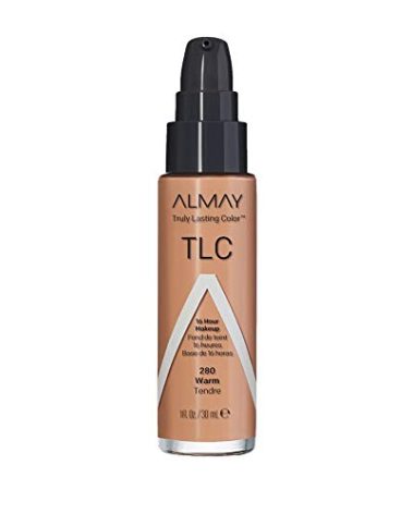Almay Liquid Foundation, Truly Lasting Color, Long Wearing Natural Finish, Vitamin E and Lemon Extract, Hypoallergenic, Cruelty-Free, Dermatologist Tested, 280 Warm, 1 fl oz