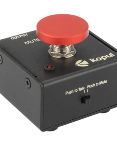 KOPUL Momentary Microphone Mute/Talk Button – Push-to-Talk or Push-to-Mute, LED Indicator,XLR in/Out, Desktop or Footswitch Use, for Dynamic & Condenser Mics for Podcast, Online Meetings, Live Events