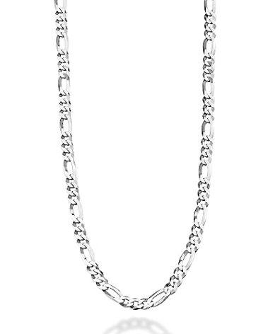 Miabella 925 Sterling Silver Italian 5mm Diamond-Cut Figaro Link Chain Necklace for Women Men, Made in Italy (30 Inches)