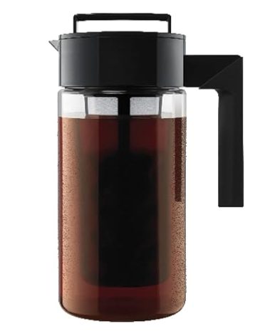 Takeya Tritan Cold Brew Coffee Maker - Airtight Pitcher with Leak-Free Lid - BPA-Free Cold Brew Maker with Silicone Handle - Dishwasher-Safe Pitcher for Homemade Cold Brew - 1 Quart, Black