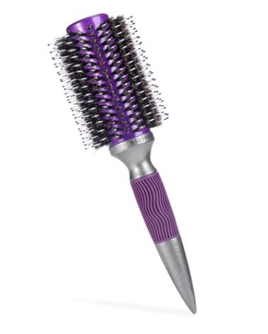 BRUSHZOO Round Brush for Blow Out, Boar Bristle Round Brush for Women Add Shine Volume, Hairbrush for Women Blow Drying Styling