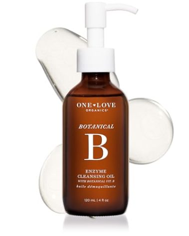 One Love Organics Botanical B Enzyme Cleansing Oil – Hydrating Oil Cleanser for Double Cleansing, Makeup Remover for Face, Cruelty Free 4 oz
