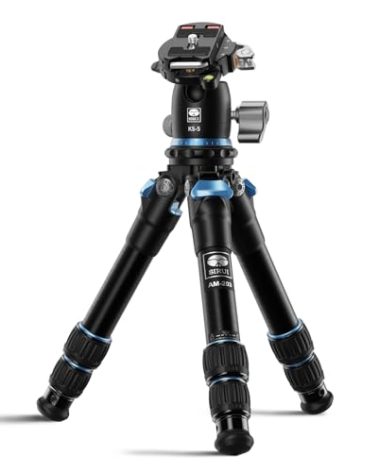 SIRUI Mini Tripod with 360° Panoramic Ball Head, Tabletop Travel Tripod for Camera, Quick Release System, Max Load 33lbs/15KG, Max Height 16.7”, AM-203+KS-5 (AM-203+KS-5)