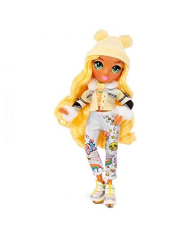 Rainbow High Winter Break Sunny Madison – Yellow Fashion Doll and Playset with 2 Designer Outfits, Pair of Skis & Accessories