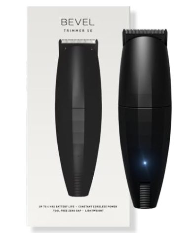 Bevel Beard Travel Trimmer SE for Men - Lightweight Cordless Mustache Trimmer, 4 Hour Rechargeable Battery Life, Tool Free Adjustable Zero Gapped Blade, Barber Supplies, Black (Packaging May Vary)