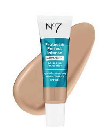 No7 Protect & Perfect Advanced All in One Foundation - Warm Beige - Age Defying Foundation Makeup with SPF 50 - Makeup Base Cream Helps to Reduces Redness & Blurs Visible Pores (30ml)