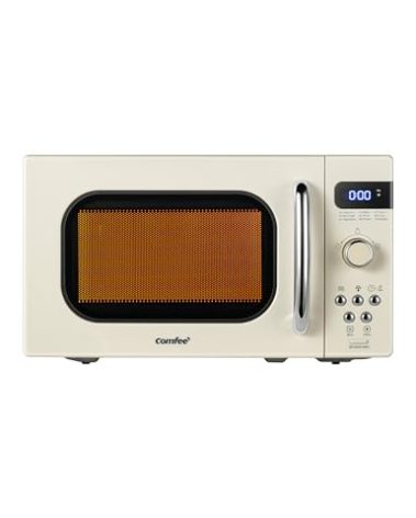 COMFEE' Retro Small Microwave Oven With Compact Size, 9 Preset Menus, Position-Memory Turntable, Mute Function, Countertop Perfect For Spaces, 0.7 Cu Ft/700W, Cream, AM720C2RA-A