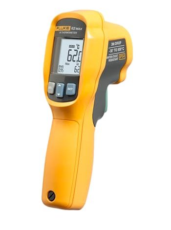 Fluke 62 Max Industrial Infrared Thermometer, -22 to +932 Degree F Range, Single Laser Targeting, 10:1 Distance to Spot Ratio, IP54 Rating, Includes 3 Year Warranty, (Not for Human Temp)