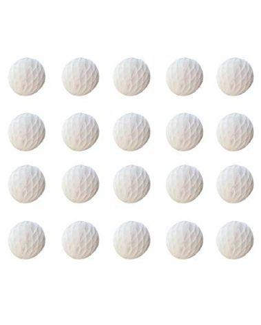 20pcs Honeycomb Flower Balls - Party Decor, Tissue Paper Pom Poms for Birthday, Wedding & Home (3inch, White)