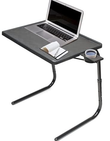 Table-Mate TV Tray Table | Portable Desk Folding Dinner Tray, Couch Table Trays for Eating Snack Food, Portable Laptop Desk, Bed Trays for Eating | Adjustable TV Trays with 3 Angles and Cup Holder