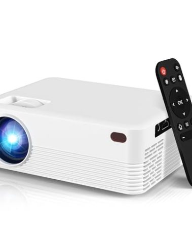 Mini Portable Projector with Wifi and Bluetooth, Native 1080P Full HD Smart Projector , 300 ANSI, Compatible with Smartphone, HDMI, USB for Home, Bedroom, Outdoor Use (White)