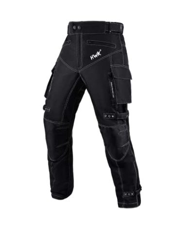 HWK Motorcycle Pants for Men and Women with Water Resistant Cordura Textile Fabric for Enduro Motocross Motorbike Riding & Impact Armor, Dual Sport Motorcycle Pants with 32"-34" Waist, 30" Inseam
