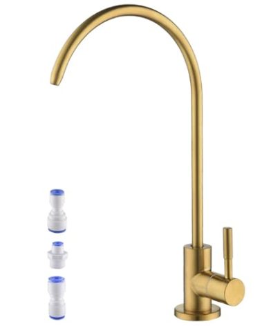 Brushed Bronze Reverse Osmosis Filtered Water Faucet, PargaDeco R.O. Water Filter Faucet for Kitchen Sink Water Filter System, Lead-Free Stainless Steel Drinking Water Faucet for RV, Bar, Kitchen Sink