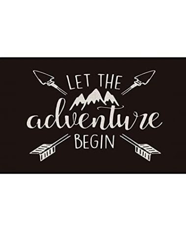 M-Qizi Camping Door Mat - 30''x17'' RV Rug for Inside, Camper Gifts, RV Decorations, Black - Let the Adventure Begin