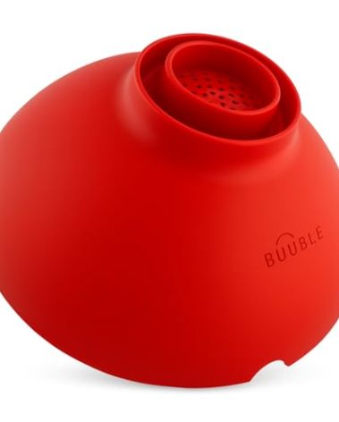 BUUBLE Ultimate Grease Drainer & Food Strainer (Red) Premium Heat-Resistant Silicone Colander for Bacon, Ground Beef, Pasta & Veggies; Fits Pans, Cans & Jars; Dishwasher Safe