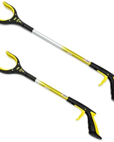 RMS 2-Pack 34 Inch and 21 Inch Grabber Reacher with Rotating Jaw - Mobility Aid Reaching Assist Tool