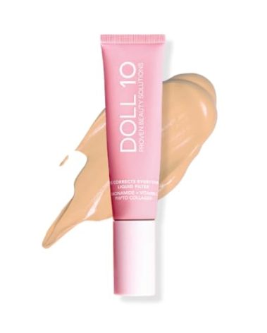Doll 10 TCE Liquid Filter – CC Cream Foundation - Liquid Foundation - Lightweight Tinted Moisturizer & Skin Tint - Blurs Pores & Fine Lines - Vegan - Clean Makeup - [Light] - 30 Day Supply