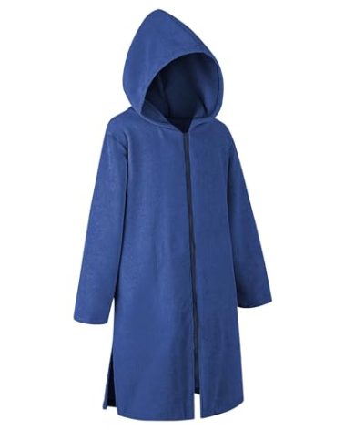 Weecreeture Hooded Towel Poncho with Zipper and Pocket, Surf Poncho for Men and Women, Beach Bath Changing Robe Cover Up Navy M