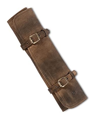Knife Roll Bag Genuine Leather – Chef`s knife bag 7 slots – Leather Knife Case Sam (dark-brown/antique)