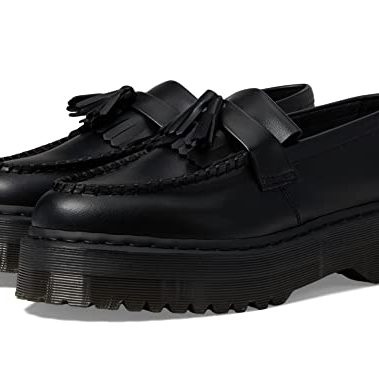 Dr. Martens Unisex Vegan Adrian Platform Tassel Loafer, Black Felix Rub Off, 8 Women/7 Men