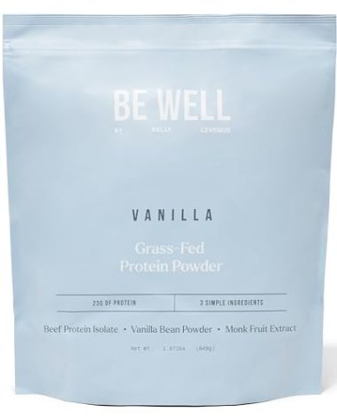 Be Well by Kelly Vanilla Grass-Fed Beef Protein Powder, 23G of Protein & Zero Carbs (3 Ingredients, 30 Servings) 9 Amino Acids + 3 BCAAs No Soy, No Dairy, Stevia-Free, No Sugar Added 1.87lb 849g