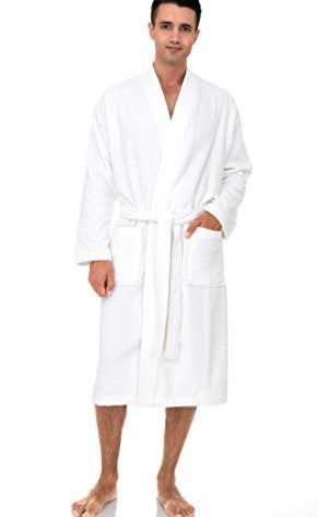 TowelSelections Mens Robe Cotton Terry Cloth Bathrobe Soft Towel Bath Robe for Men 2X-3X White