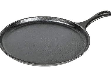 Lodge L9OG3 Cast Iron Round Griddle, Pre-Seasoned, 10.5-inch - Made in USA, Compatible with Stovetop, Oven, Grill & Campfire