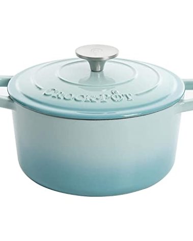 Crock-Pot Artisan Round Enameled Cast Iron Dutch Oven, 7-Quart, Aqua